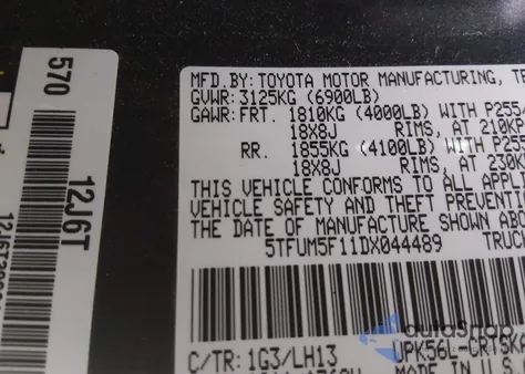 2013 Toyota Tundra Grade 4.6L V8 из США, поврежденный, VIN 5TFUM5F11DX044489